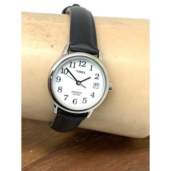 Timex Women's Watch T2H331 Indiglo Quartz Black Leather Band Petite Date… - Picture 12 of 15